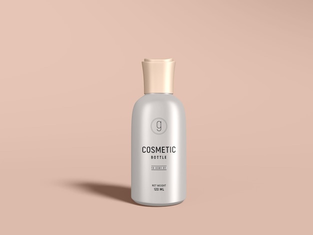 Mockup di marchio di bottiglia cosmetica in metallo lucido