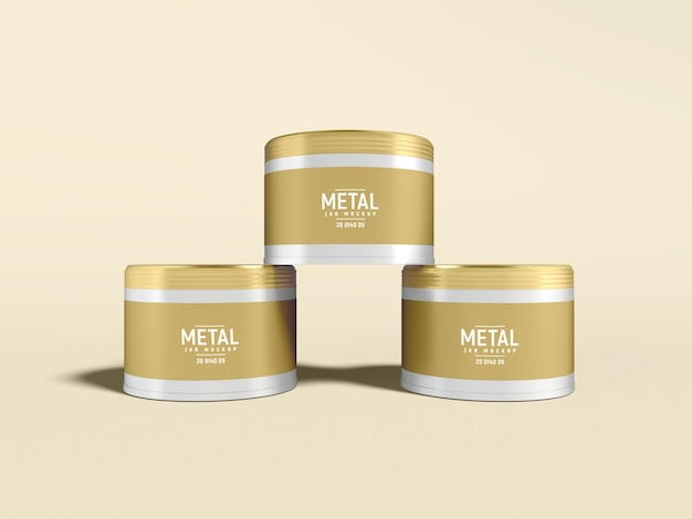 Glossy metal cosmetic container packaging mockup