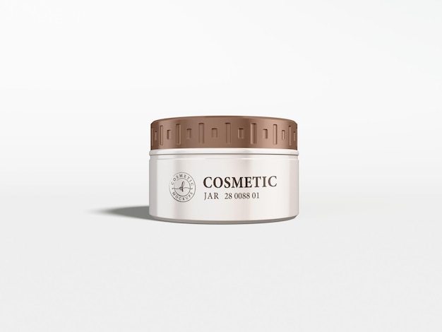 Glossy metal cosmetic cream jar packaging mockup