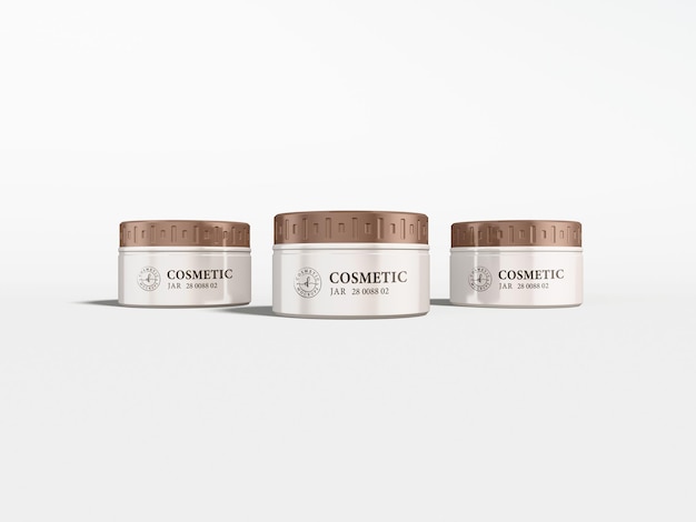 Glossy metal cosmetic cream jar packaging mockup