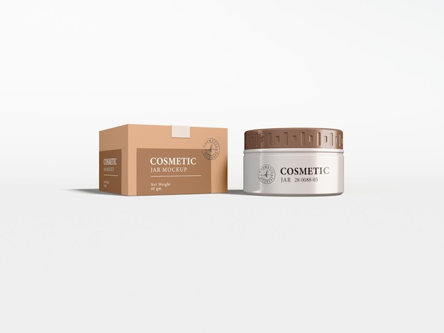 Glossy metal cosmetic cream jar packaging mockup