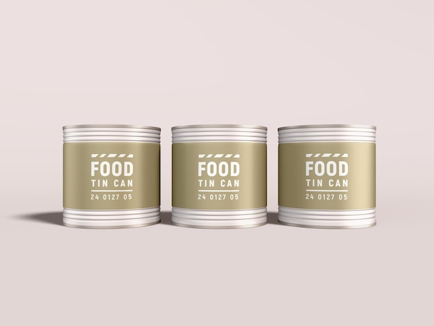 Glossy metal food can packaging mockup