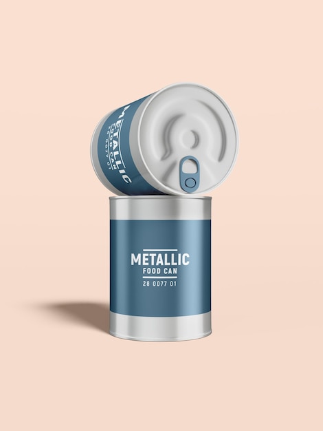 Glossy metal food can packaging mockup