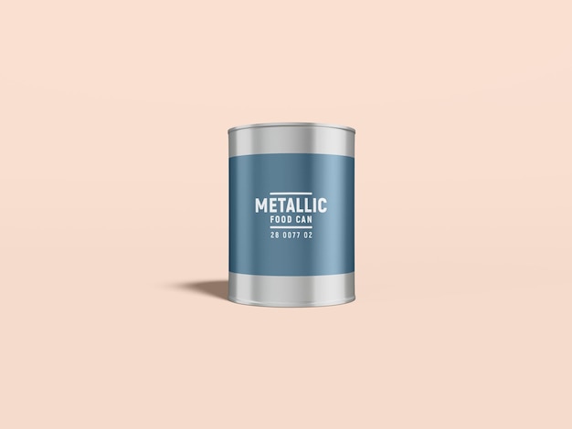 Glossy metal food can packaging mockup