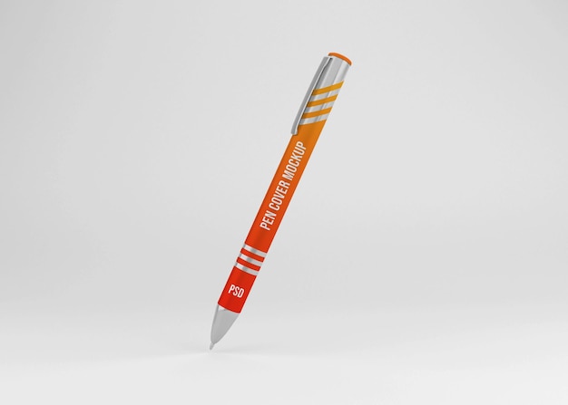 Glossy metal pen mockup with