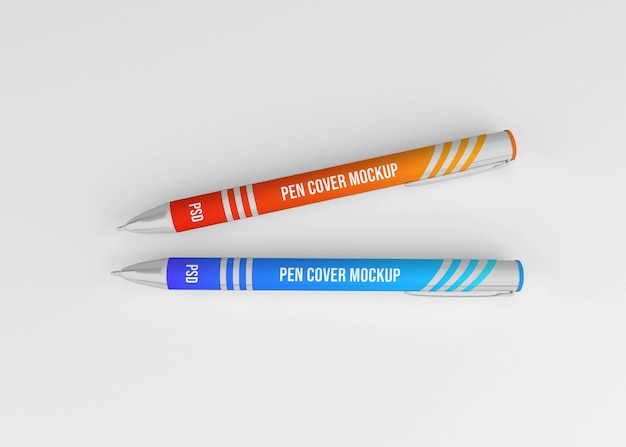 Glossy metal pen mockup with