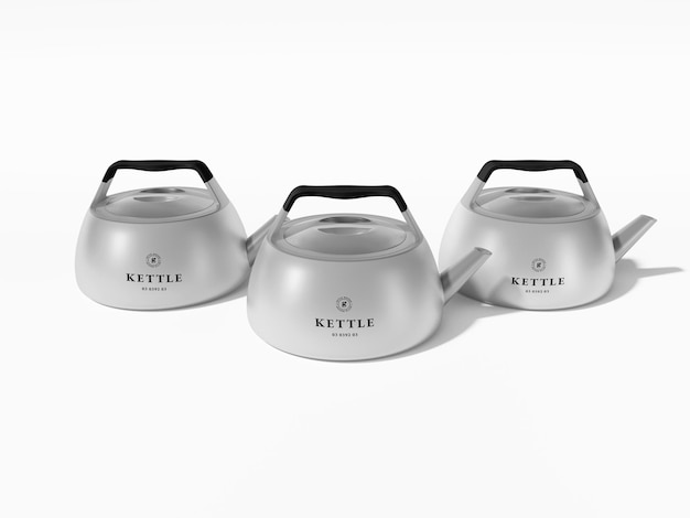 Glossy metal tea kettle branding mockup