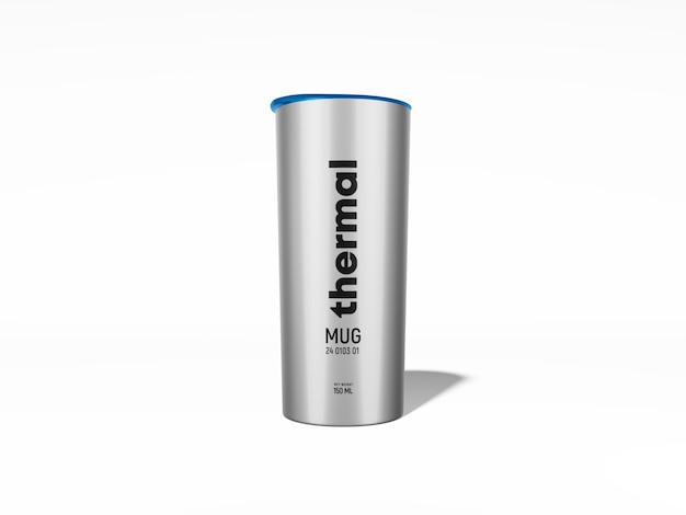 Glossy Metal Thermal Mug with Protective Cover Mockup