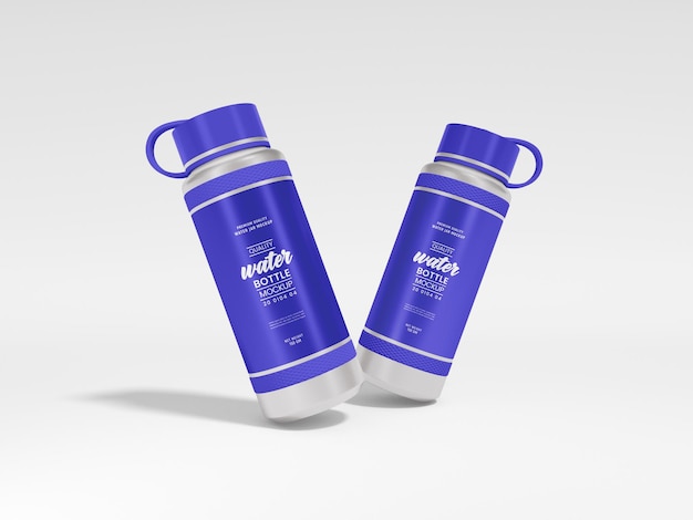 Glossy Metal Thermal Water Sipper Bottle Branding Mockup