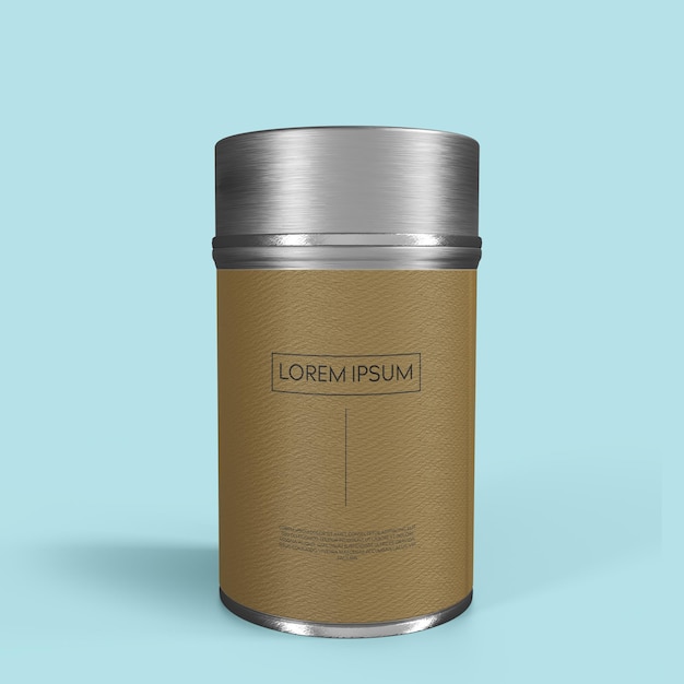 Glossy metallic can mockup design