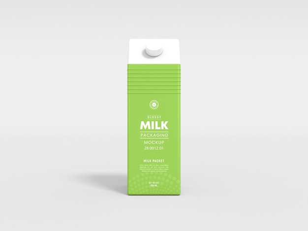 Glossy Milk Carton Packaging Mockup