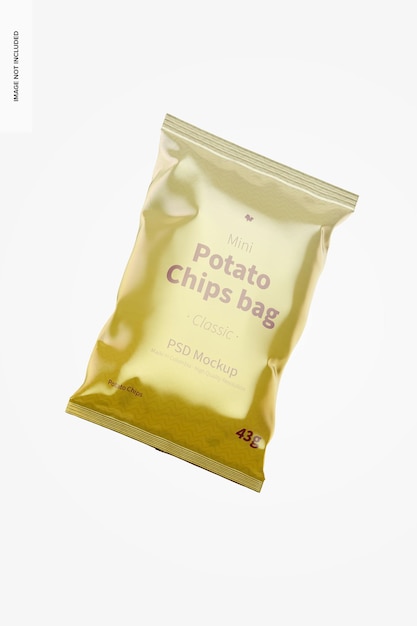 Glossy mini potato chips bag mockup