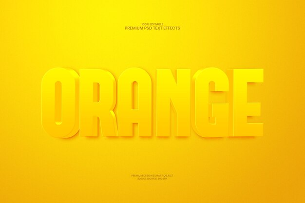 Glossy orange 3d editable premium psd text effect