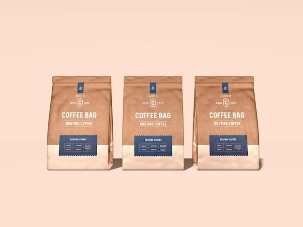 Glossy Paper Coffee Bag Packaging Mockup