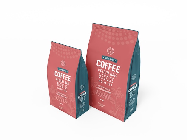 Glossy paper coffee bag packaging mockup