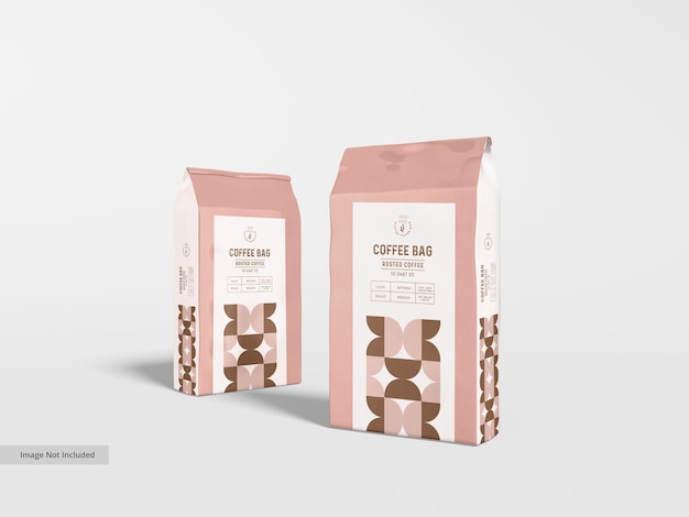 Glossy paper coffee bag packaging mockup