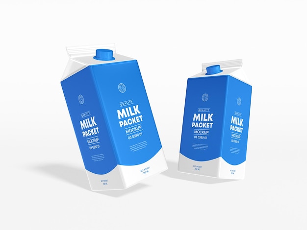 Mockup di imballaggio in cartone per latte in carta lucida