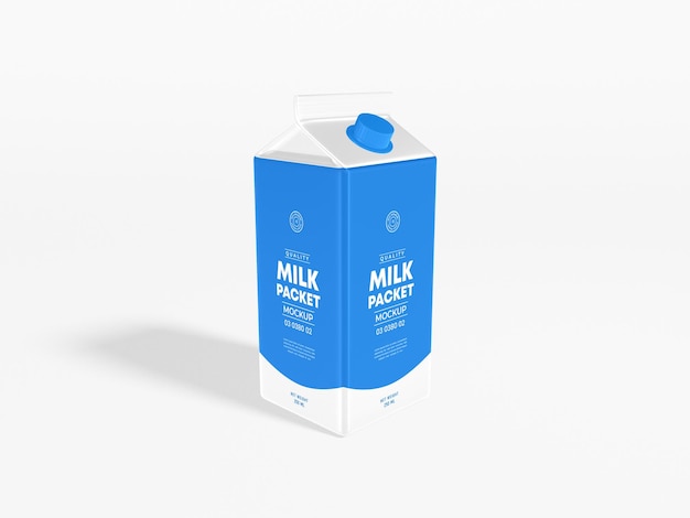 Glossy Paper Milk Carton Packaging Mockup