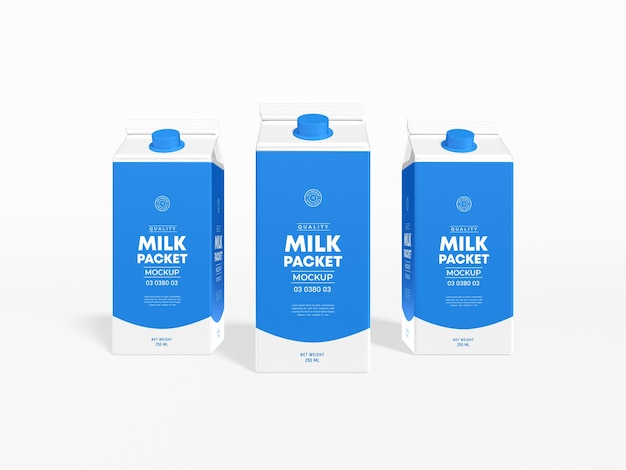 PSD glossy paper milk carton packaging mockup
