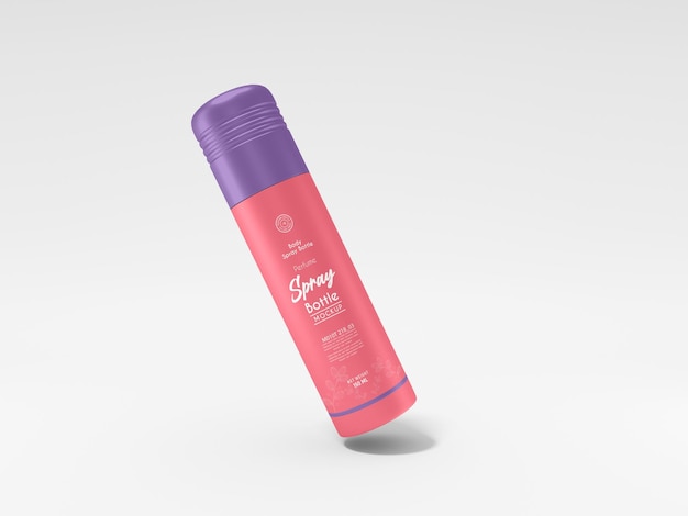 PSD mockup di bottiglia spray per il corpo di profumo lucido