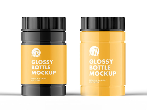 Glossy pill bottle mockup