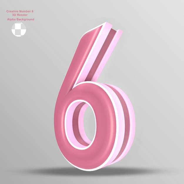 Glossy Pink 3d number six