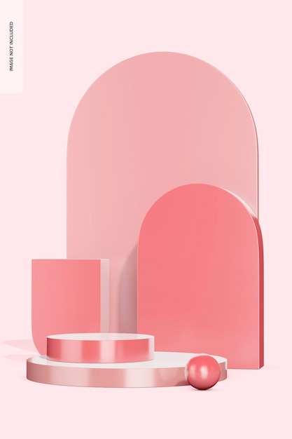 Mockup di palcoscenico rosa lucido