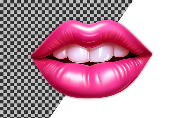 PSD glossy pink woman lips sublimation design clipart illustration