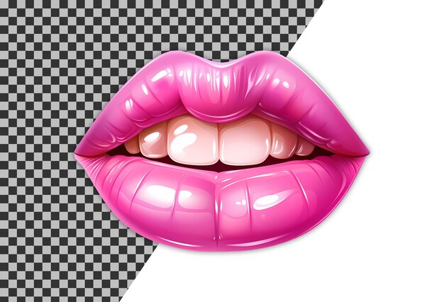 PSD glossy pink woman lips sublimation design clipart illustration