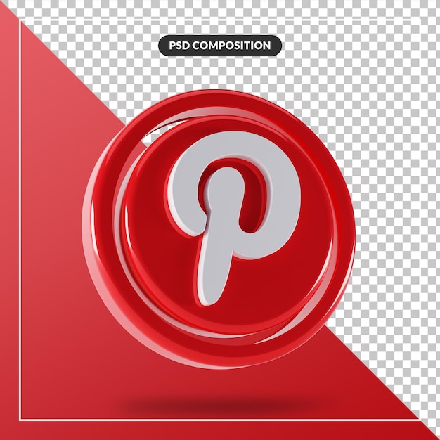 Glossy pinterest logo isolated 3d design