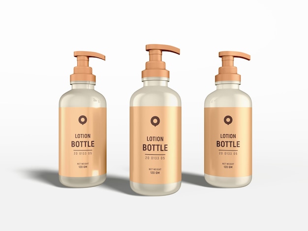 Glossy Plastic body lotion Pump Bottle Branding Mockup