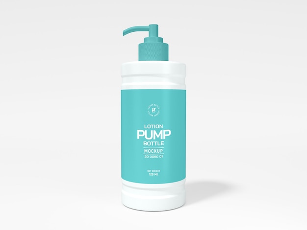 Glossy Plastic Body Lotion Pump Bottle Packaging Mockup