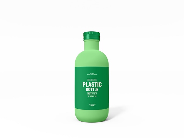 Glossy plastic bottle branding mockup