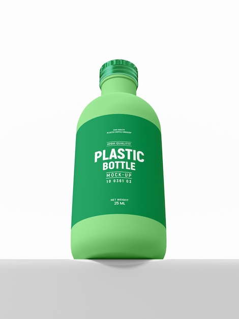 Glossy plastic bottle branding mockup