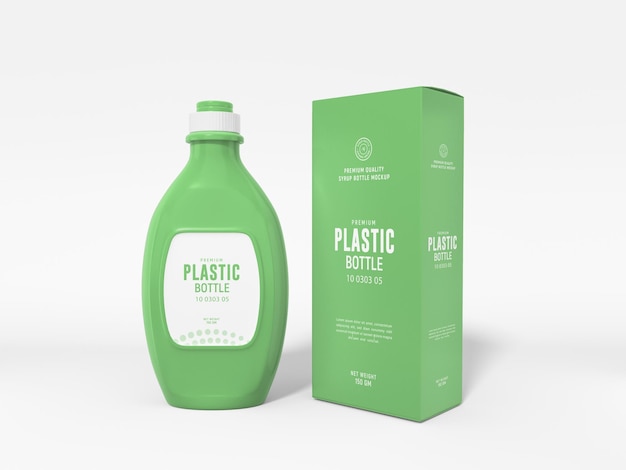 Mockup di marchio di bottiglia di plastica lucida