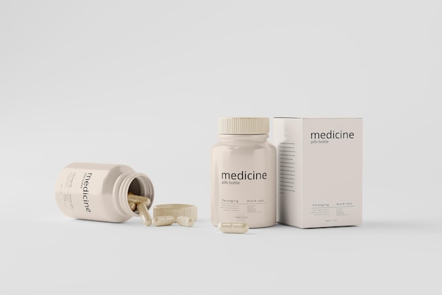 PSD glossy plastic capsules bottle mockup