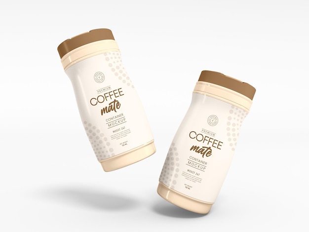 Glossy plastic coffee mate jar packaging mockup