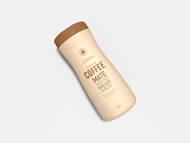 Glossy plastic coffee mate jar packaging mockup