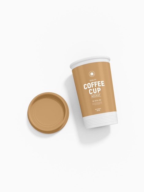 Mockup di marchio di tazza di caffè freddo in plastica lucida