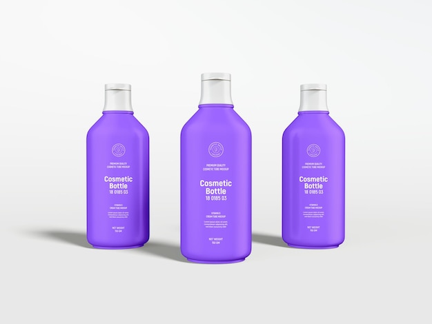 Glossy Plastic Cosmetic Bottle Branding Mockup