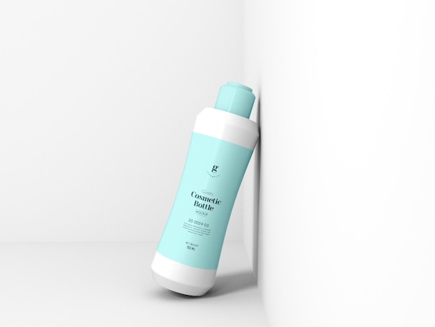 Glossy Plastic Cosmetic Bottle Packaging Mockup