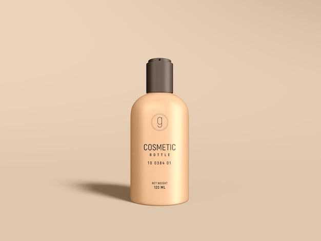 Glossy plastic cosmetic bottle packaging mockup