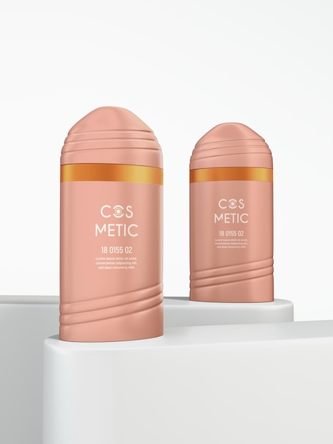 glossy plastic cosmetic cream container bottle branding mockup