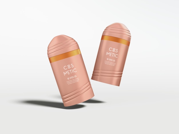 PSD glossy plastic cosmetic cream container bottle branding mockup