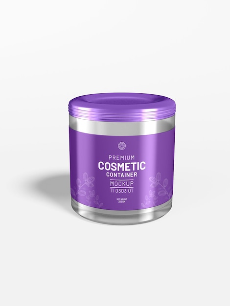 Glossy Plastic Cosmetic Cream Container Branding Mockup