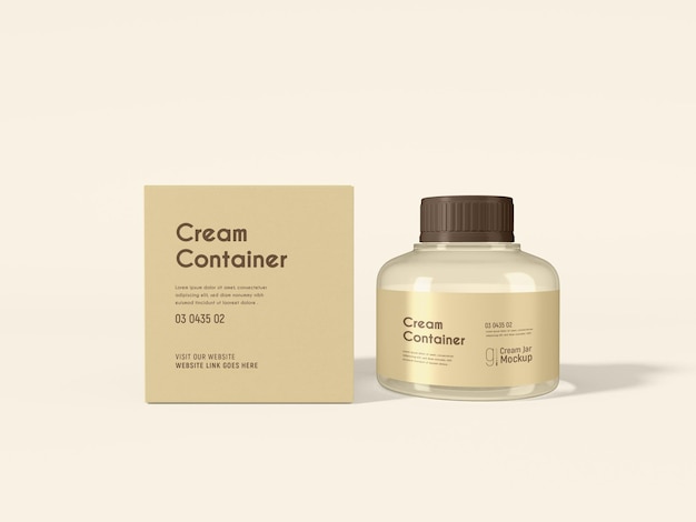 Glossy plastic cosmetic cream container branding mockup