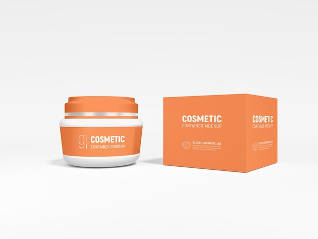 Glossy plastic cosmetic cream container branding mockup