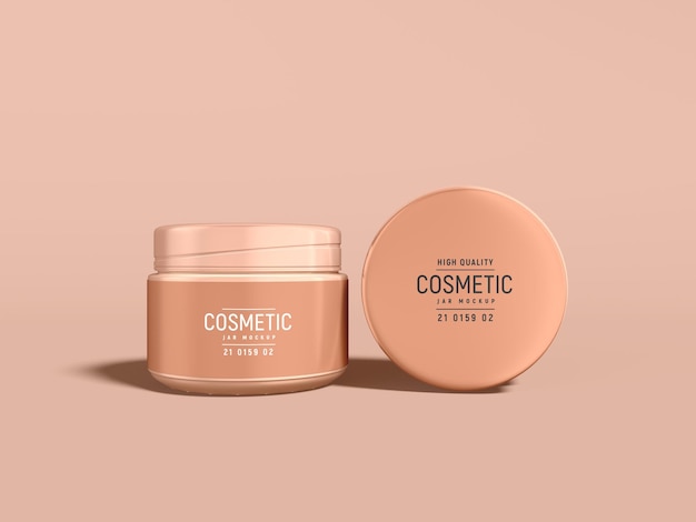 Mockup di marchio del contenitore per crema cosmetica in plastica lucida