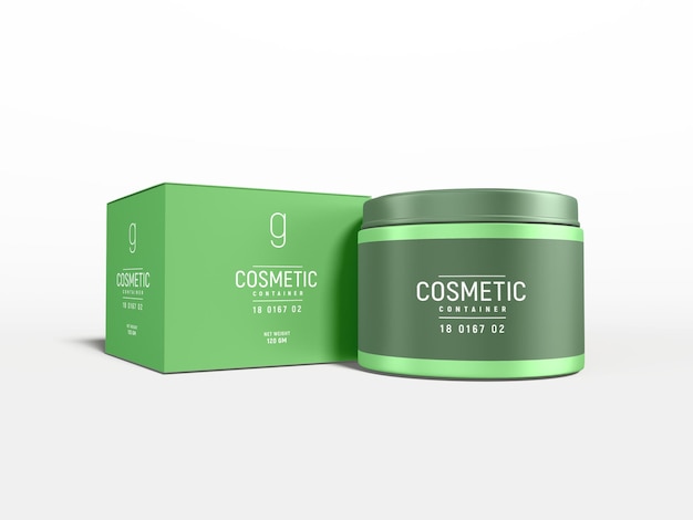 Mockup di marchio del contenitore per crema cosmetica in plastica lucida