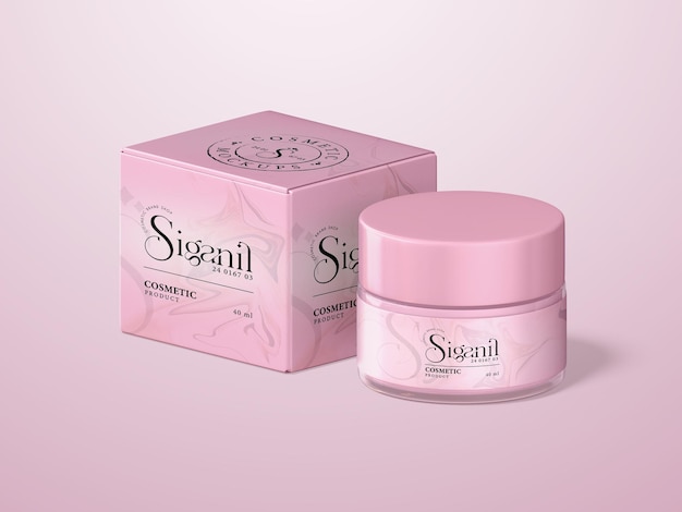 Glossy plastic cosmetic cream container branding mockup